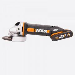 Угловая шлифовальная машина (болгарка) WORX WX800, 20v, 115 мм, в комплекте АКБ 2 А·ч и ЗУ, кейс (аккумуляторная)
